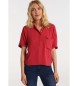 Lois Jeans Camisa de Algodo-rugas vermelha
