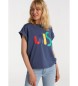 Camiseta Lois Jeans - Manga Doblez Con Gráfica azul
