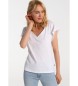 Camiseta Lois Jeans - Slub Cuello Pico blanco