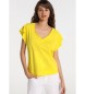Camiseta Lois Jeans - Slub Cuello Pico amarillo