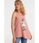 Lois Jeans Asymetryczny T-shirt z grafiką różowy