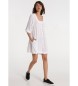 Lois Jeans Bomuld rynket knap-up kjole hvid