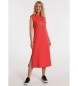 Lois Jeans Langes rmelloses Kleid mit roter Grafik