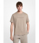 Michael Kors Beigefarbenes Baumwoll-T-Shirt mit gesticktem Logo