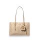 Michael Kors Bolsa Tote média com zíper e charm bege