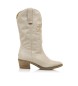 Mustang Casual Mexican White leather boot - Height 5cm heel
