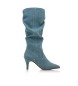 Mustang Chantal blå læderstøvler -Hælhøjde 8 cm