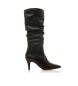 Mustang Chantal black leather boots -Heel height 8cm