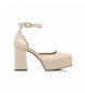 Mustang Jacqueline Beige leather shoes -Heel height 9,5cm