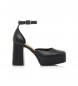 Mustang Jacqueline Black leather shoes -Height heel 9,5cm