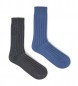 Pepe Jeans Lot de 2 paires de chaussettes épaisses bleu, gris
