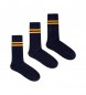 Pepe Jeans Conjunto de 3 pares de meias azul-marinho com debrum azul-marinho