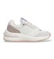 Pepe Jeans Winslow Snake sneakers van leer in gebroken wit