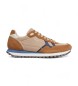 Pepe Jeans Brit-On Prints brown leather trainers