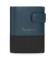 Pepe Jeans Dubbel plånbok i läder med klicklås Marinblå