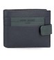 Pepe Jeans Checkbox leather vertical wallet navy blue with click closure