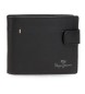 Pepe Jeans Staple Black leather vertical wallet with click fastening