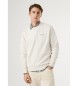 Pepe Jeans Felpa con piccolo logo Macbeth, tinta unita, bianco sporco