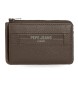 Pepe Jeans Wallet - Leather Card Holder Checkbox Brown