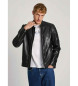 Pepe Jeans Veste de motard en cuir Travis noir