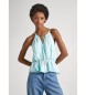 Pepe Jeans V-neck top with turquoise straps
