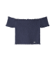 Pepe Jeans Maglia in jersey di cotone arricciato blu navy Marian