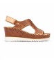 Pikolinos Aguadulce brune læder sandaler -Højde 7cm kile