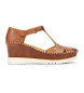Pikolinos Aguadulce brown leather sandals -Height 7cm wedge