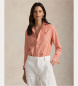 Polo Ralph Lauren Srajca iz bombaža in lanu Classic Fit oranžna