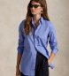 Polo Ralph Lauren Camisa de algodón elástico fil-à-fil azul