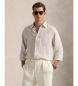 Polo Ralph Lauren Camisa de lino con rayas Custom Fit beige