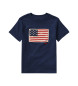 Polo Ralph Lauren T-shirt in maglia di cotone con bandiera blu navy