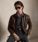 Polo Ralph Lauren Veste en cuir lisse marron