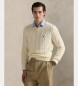 Polo Ralph Lauren Bež bombažni jersey v barvi ecru pleten bombažni jersey