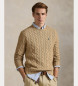 Polo Ralph Lauren Camisola de malha castanha de algodo cru