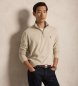 Polo Ralph Lauren Pull en maille ultra-douce avec fermeture éclair beige