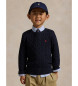 Polo Ralph Lauren Pull en coton marine tricoté en écru