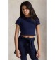 Polo Ralph Lauren Marineblauw geribd vierkant T-shirt