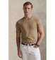 Polo Ralph Lauren T-shirt de malha bege slim fit personalizada