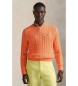Polo Ralph Lauren Bombažni pleteni pulover v oranžni pletenini osmice