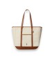 Polo Ralph Lauren Borsa tote shopper media in tela beige, marrone