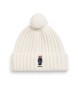 Polo Ralph Lauren Ribbed beanie with Polo Bear and cream white pom-pom