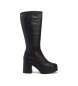 porronet Sorte Lea-læderstøvler -Hælhøjde 8,5 cm