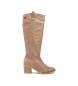 porronet Nina beige leather boots -Height heel 6,5cm