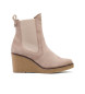 Porronet Bottines  semelle compense en cuir avec lastiques Malena Beige