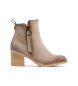 Porronet Juno Zippered Leather Ankle Boots beige