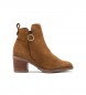 porronet Nery brown leather ankle boots -Heel height 6,5cm