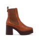 porronet Brown leather ankle boots Laura -Height heel 8,5cm