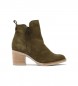 porronet Leather ankle boots Nery green -Height heel 6,5cm