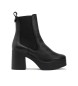porronet Laura leather ankle boots black -Height heel 8,5cm